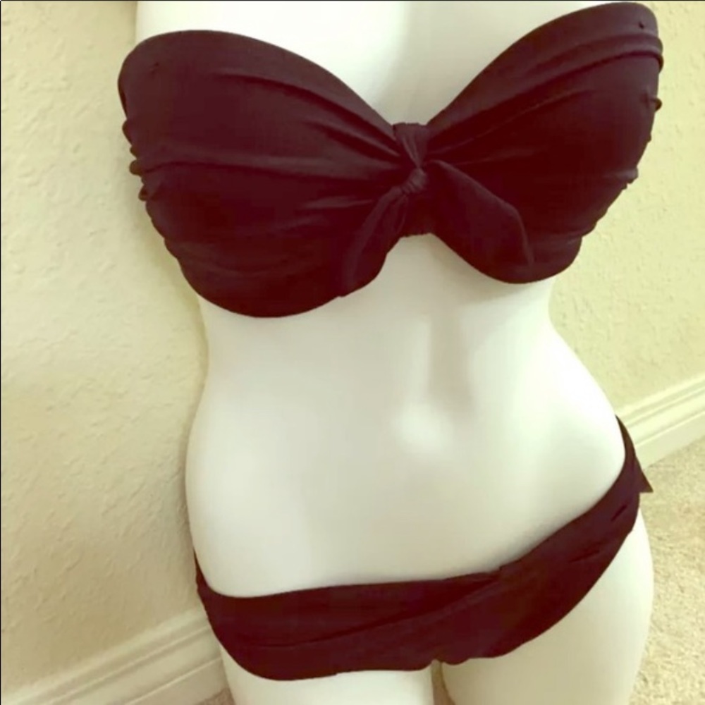 Black strapless Victoria’s Secret bathing suit
